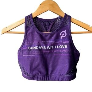 Peloton Sports Bra Tank Top Purple Leopard Print Athleisure Workout Gym Small